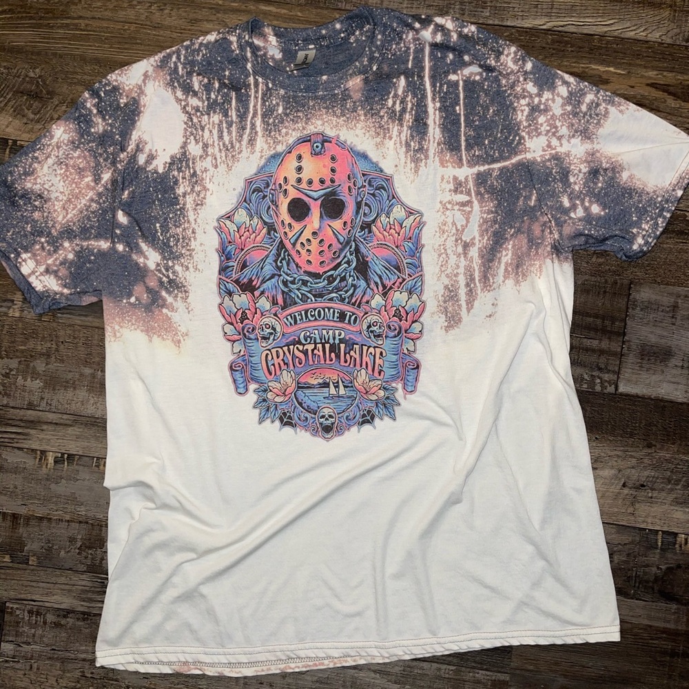 Jason Vorhees Camp Crystal Lake Halloween Horror sublimation bleached tees